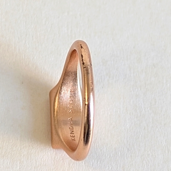 Kendra Scott Glenna Drusy Ring Rose Gold Rectangular Pink Iridescent Drusy sz 8 - Picture 9 of 11
